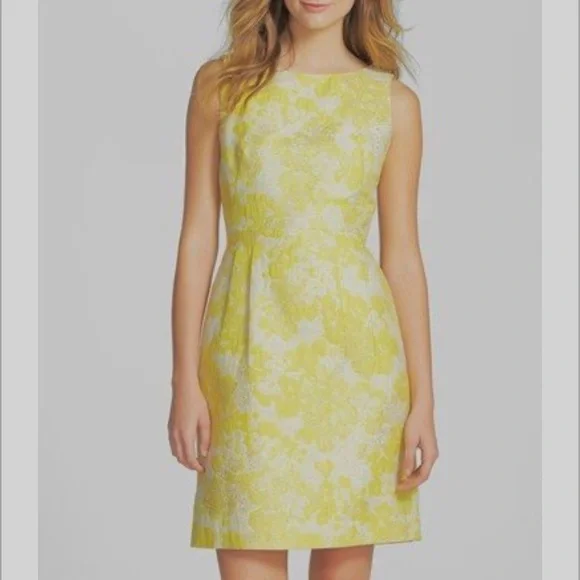 Tahari Arthur Levine | Dresses | Arthur S Levine For Tahari Yellow Dress  With Pearl Necklace | Poshmark